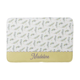 Sage Green Olive Branch Pattern Monogram Badrumsmatta