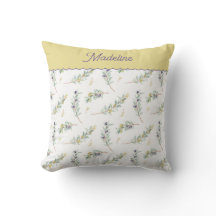 Sage Green Olive Branch Pattern Monogram Name