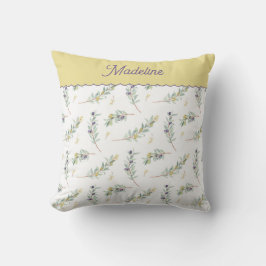 Sage Green Olive Branch Pattern Monogram Name Kudde