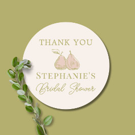 Sage Green Perfect Pear Bridal Shower Thank You Runt Klistermärke