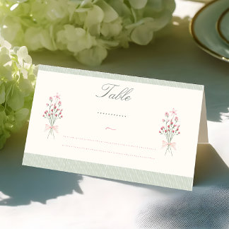 Sage green pink Fresh off the market bridal shower Placeringskort