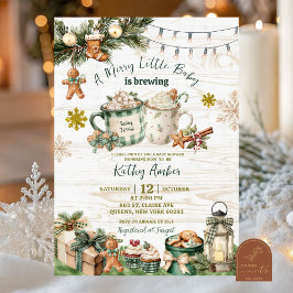 Sage Green Plaid Rustic Baby is Brewing Invitation Inbjudningar
