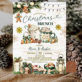 Sage Green Plaid Rustic Christmas Brunch Inbjudningar