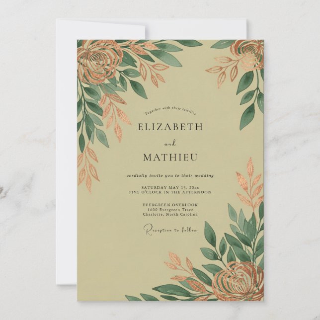 Sage Green Polished Rustic Wedding Inbjudningar (Framsida)