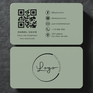 Sage Green Professional Logo QR-kod  Visitkort