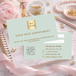 Sage green QR business logo appointment card Rabattkort