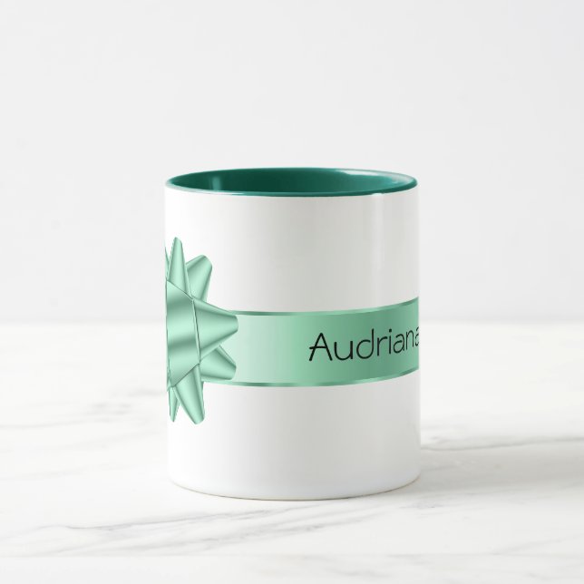 Sage Green Ribbon Bow Christmas Mugg (Center)