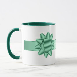 Sage Green Ribbon Bow Christmas Mugg