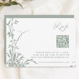 Sage Green Romantic Botanical Garden Wedding OSA Kort