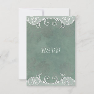 Sage Green Ros Bröllop RSVP-anteckningar OSA Kort
