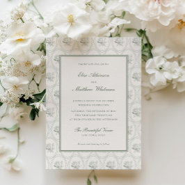 Sage Green Rose Wedding Inbjudningar