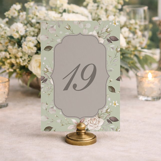 Sage Green Rose Wedding Table Numbers 10–19 Inbjudningar (Skapare uppladdad)