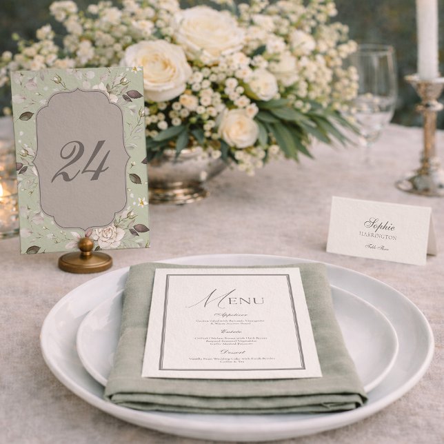 Sage Green Rose Wedding Table Numbers 20-29 Inbjudningar (Skapare uppladdad)