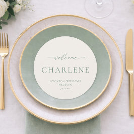 Sage Green Round Wedding Menu Card Meny