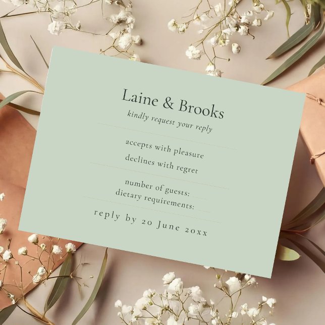 Sage Green RSVP Card | Minimal Elegant Wedding Res OSA Kort (Skapare uppladdad)