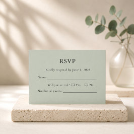 Sage Green RSVP-kort Minimalt Redigerbart Elegant OSA Kort