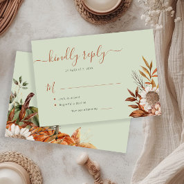 Sage green rust foliage boho floral wedding OSA kort