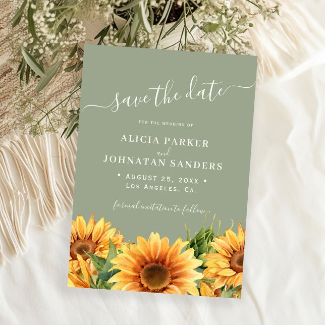 Sage green rustic boho floral summer wedding spara datumet (Skapare uppladdad)