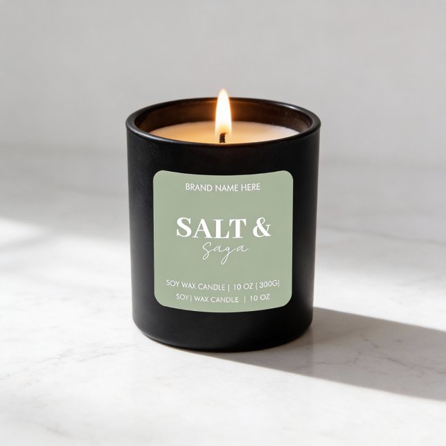 Sage Green Salt & Saga Anpassad Ljus Label Etikett (Skapare uppladdad)