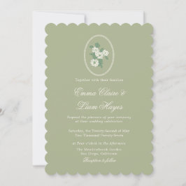 Sage Green Scalloped Wedding Invitation Inbjudningar