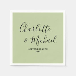 Sage Green Script Minimalist Wedding Pappersservett