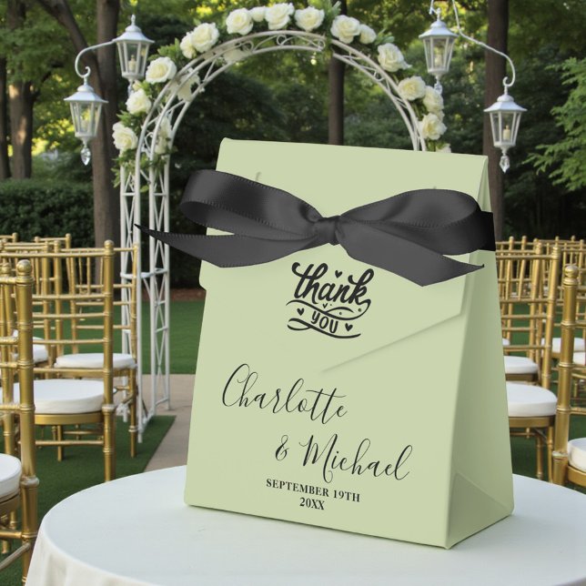 Sage Green Script Minimalist Wedding Presentaskar (Skapare uppladdad)