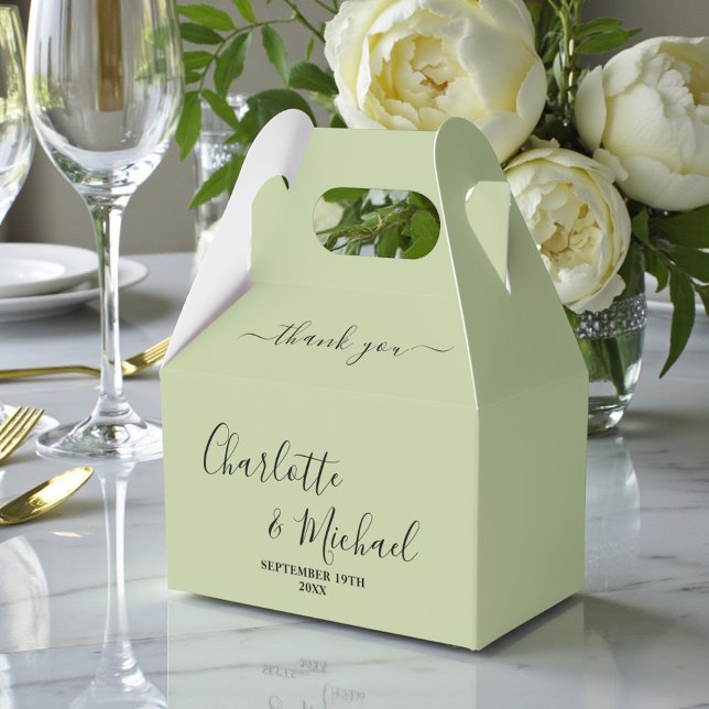 Sage Green Script Minimalist Wedding Thank You Presentaskar (Skapare uppladdad)