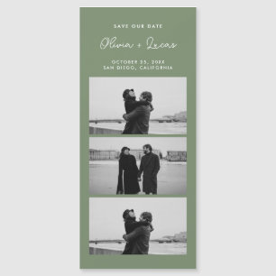 Sage Green Script Photo Strip Magnetisk Bröllop