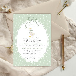 Sage Green Silly Goose Coquette Baby Shower Inbjudningar