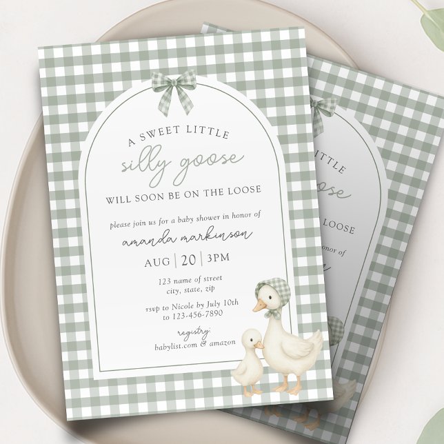 Sage Green Silly Goose Storybook Baby Shower Inbjudningar (Skapare uppladdad)