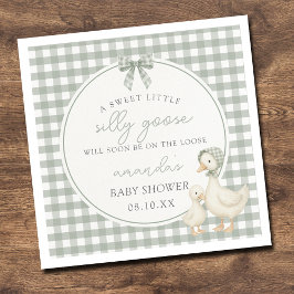 Sage Green Silly Goose Storybook Baby Shower Pappersservett