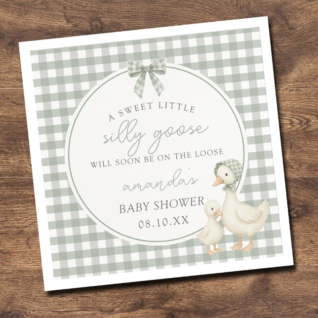 Sage Green Silly Goose Storybook Baby Shower Pappersservett (Skapare uppladdad)