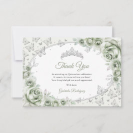 Sage Green Silver Floral Quinceanera Tack Kort