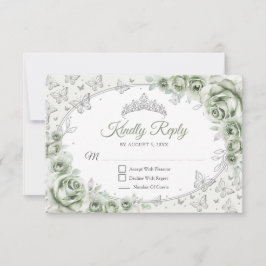 Sage Green Silver Quinceanera Reply OSA Kort