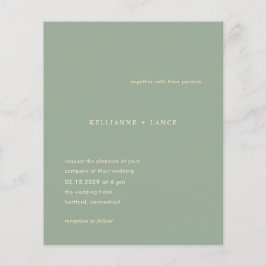 Sage Green Simple Modern Budget Wedding Invitation Flygblad