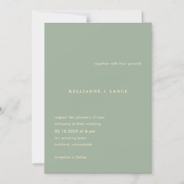 Sage Green Simple Modern Wedding Magnetisk Inbjudningskort