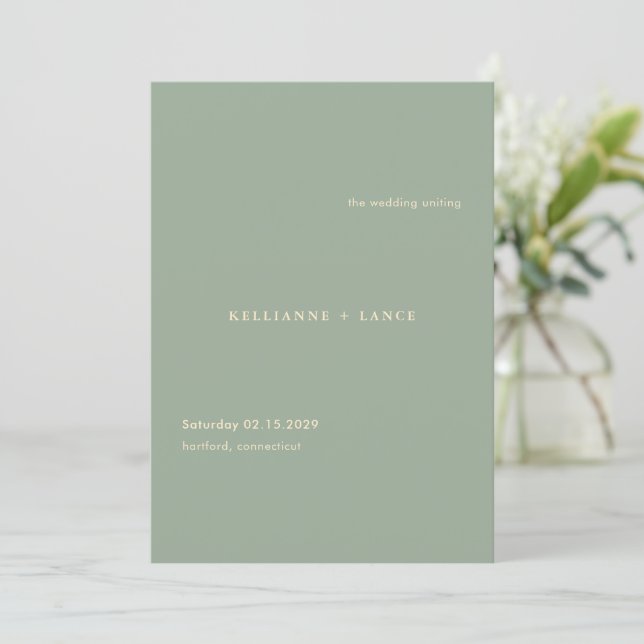 Sage Green Simple Modern Wedding Program (Stående Fram)