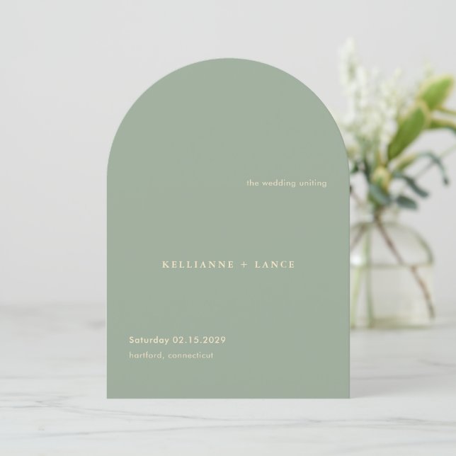Sage Green Simple Modern Wedding Program (Stående Fram)