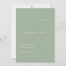 Sage Green Simple Modern Wedding Save the Date Magnetisk Inbjudningskort