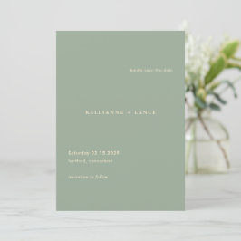 Sage Green Simple Modern Wedding Spara Datumet