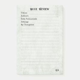 Sage Green Simple Monogram Book Review Post-it Block