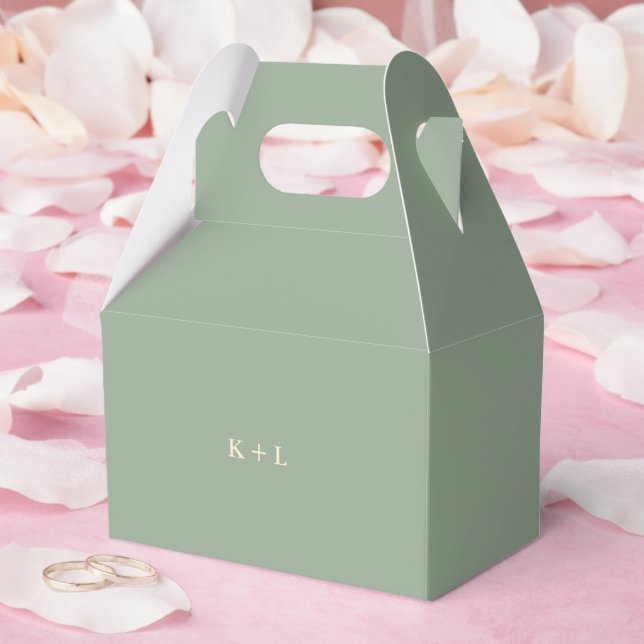Sage Green Simple Monogram Modern Wedding Presentaskar (Bröllop)