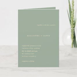 Sage Green Simple Photo Modern Wedding Inbjudan