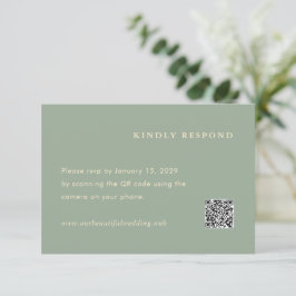 Sage Green Simple QR Code Modern Wedding OSA Kort