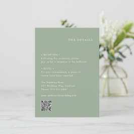 Sage Green Simple QR Code Modern Wedding Tilläggskort