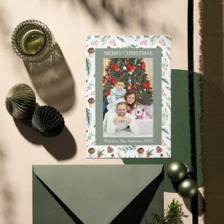 Sage Green Single Picture Holiday Postcard Helg Vykort