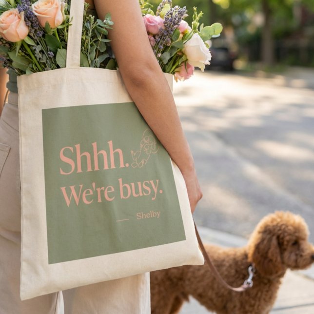 Sage Green Sleeping Poodle Dog Mom Custom Name Tygkasse (Skapare uppladdad)