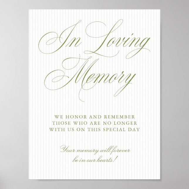 Sage Green & Soft Beige In Loving Memory Sign Poster (Framsidan)