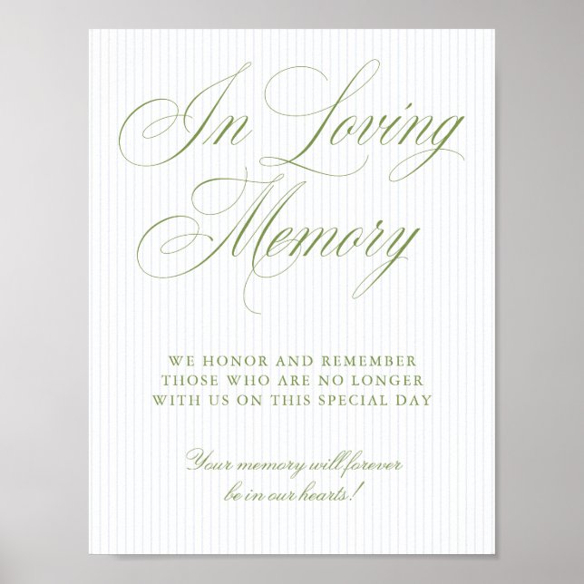 Sage Green & Soft Blue In Loving Memory Sign Poster (Framsidan)