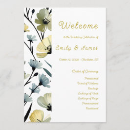 Sage Green & Soft Yellow Botanical Weddin Program